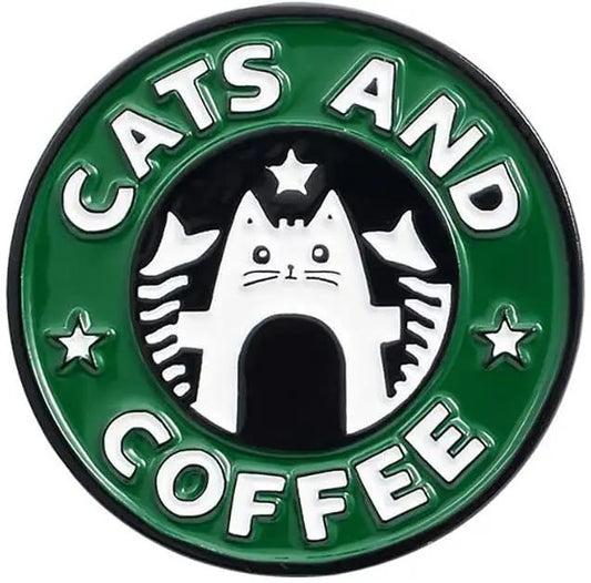 Cats Pin: Cats And Coffee MyHobbyQ8